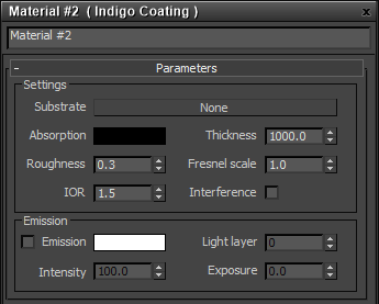 Coating material settings
