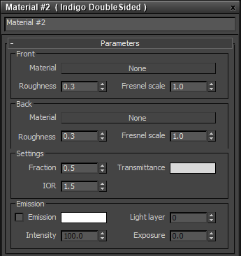 Double-sided material settings