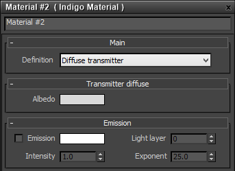 Diffuse transmitter material settings
