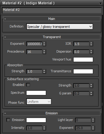 Specular / glossy transparent material settings